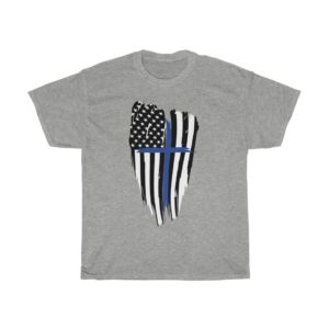 Blue Cross over flag gray t-shirt
