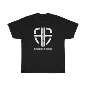 Armoured Cross black distressed shield t-shirt